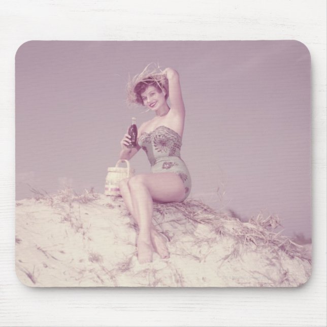 Woman Relaxing on Beach Mouse Pad (Front)