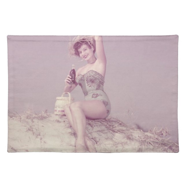 Woman Relaxing on Beach Placemat (Front)