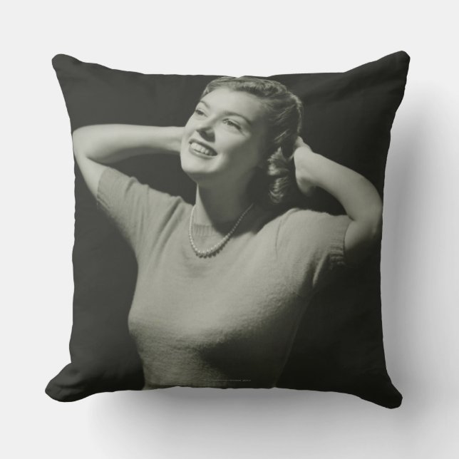 Woman Relaxing Throw Pillow (Front)