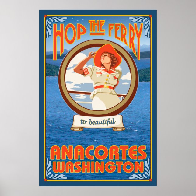 Woman Riding Ferry - Anacortes Washington Poster (Front)