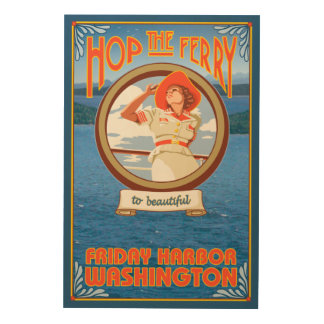 Woman Riding Ferry - Friday Harbor, Washington Wood Wall Decor