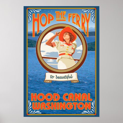 Woman Riding Ferry _ Hood Canal Washington Poster
