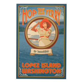 Woman Riding Ferry - Lopez Island, Washington Wood Wall Decor