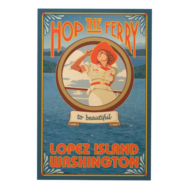 Woman Riding Ferry - Lopez Island, Washington Wood Wall Decor (Front)