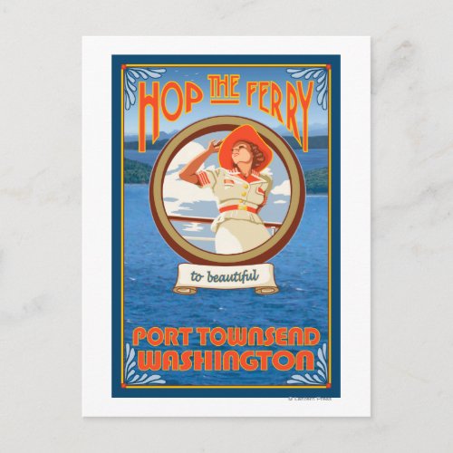 Woman Riding Ferry _ Port Townsend Washington Postcard