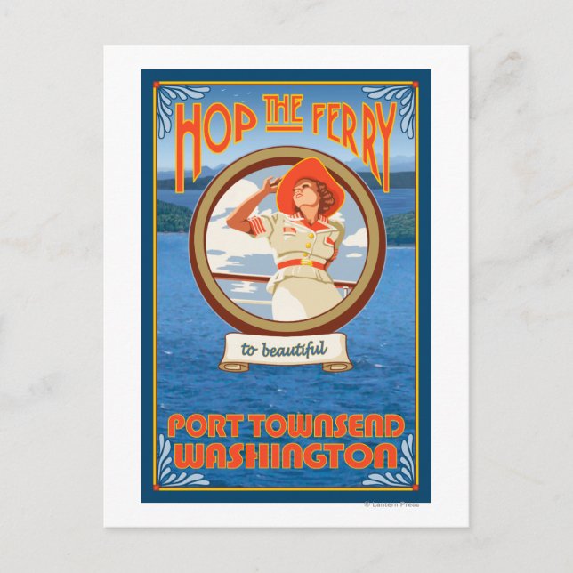 Woman Riding Ferry - Port Townsend Washington Postcard (Front)