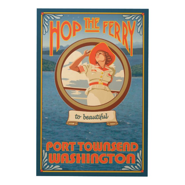 Woman Riding Ferry - Port Townsend Washington Wood Wall Art (Front)