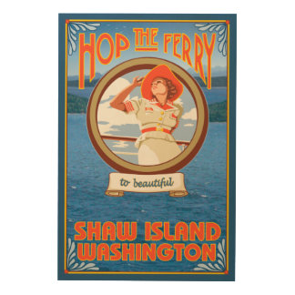 Woman Riding Ferry - Shaw Island, Washington Wood Wall Art