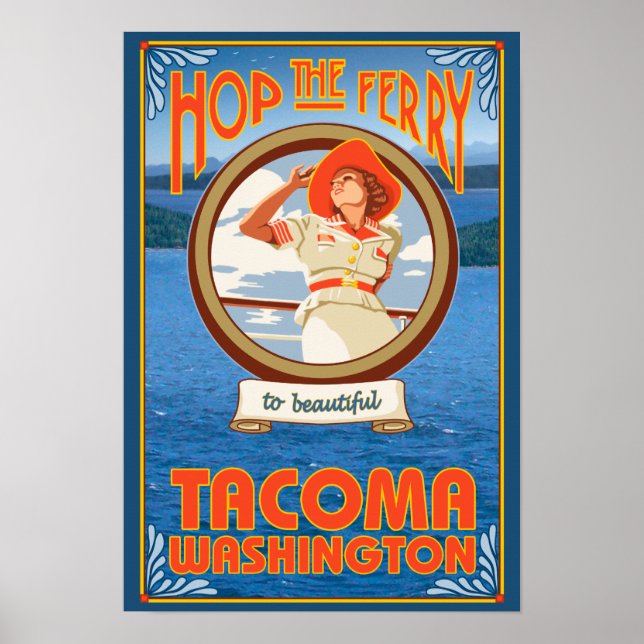 Woman Riding Ferry - Tacoma, Washington Poster (Front)