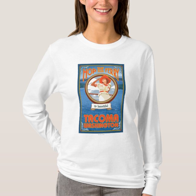 Woman Riding Ferry - Tacoma, Washington T-Shirt (Front)