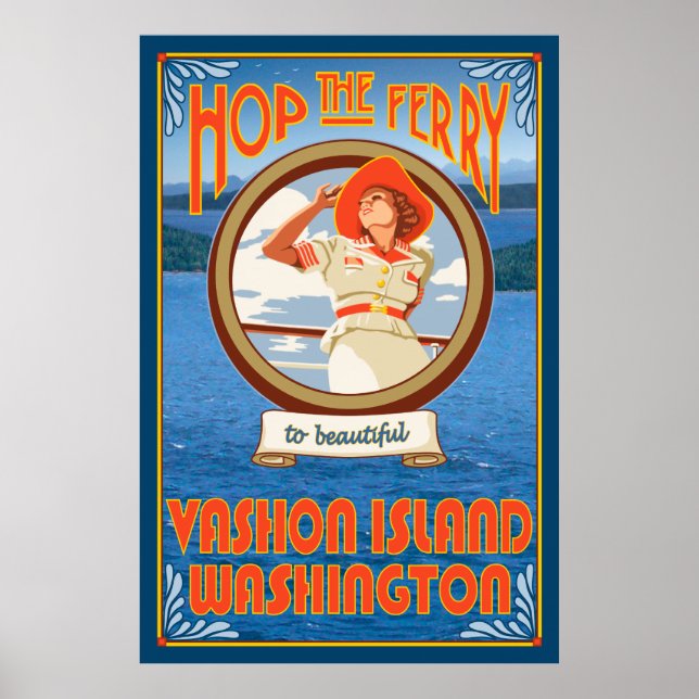 Woman Riding Ferry - Vashon Island, Washington Poster (Front)
