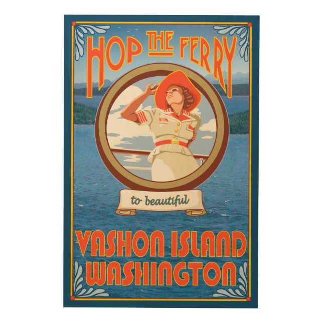 Woman Riding Ferry - Vashon Island, Washington Wood Wall Decor (Front)
