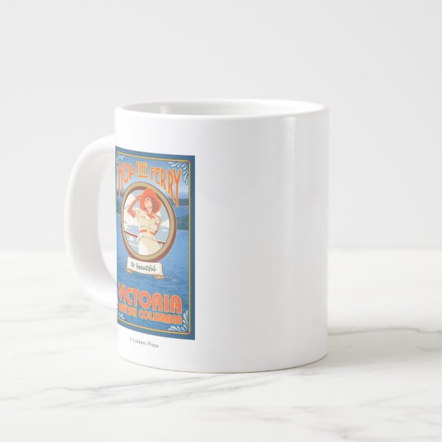 Woman Riding Ferry - Victoria, BC Canada Giant Coffee Mug (Front Left)