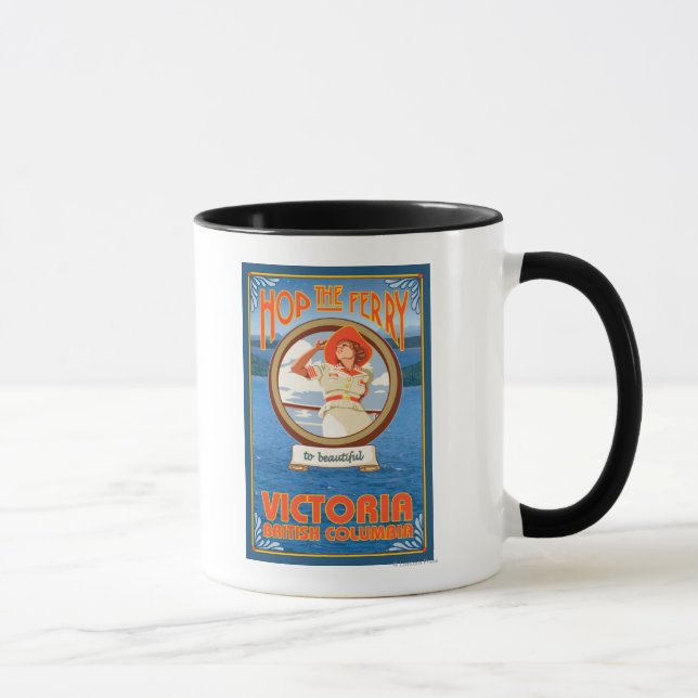 Woman Riding Ferry - Victoria, BC Canada Mug (Right)
