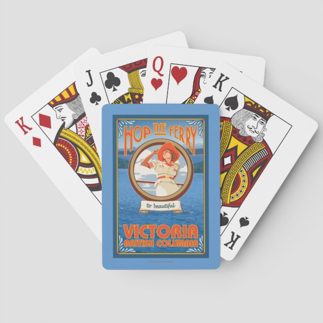 Woman Riding Ferry - Victoria, BC Canada Poker Cards (Back)