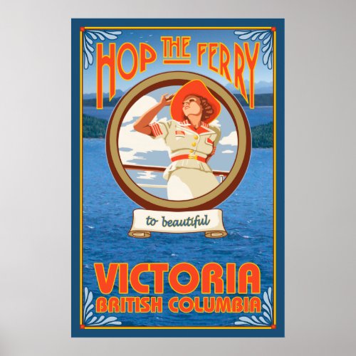 Woman Riding Ferry _ Victoria BC Canada Poster