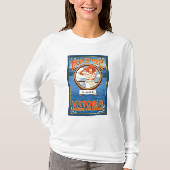 Woman Riding Ferry - Victoria, BC Canada T-Shirt (Front)