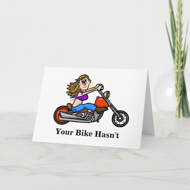 Woman Riding Motorcycle Birthday Card (Front)