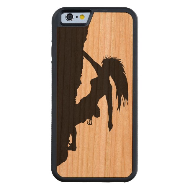 woman rock climbing wooden iPhone 6 case (Back)