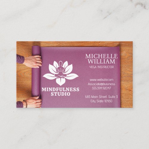 Woman Rolling Yoga Mat Business Card