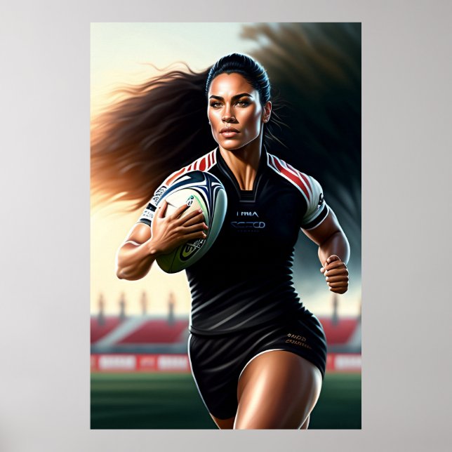 Woman Rugby Player Art Poster (Front)