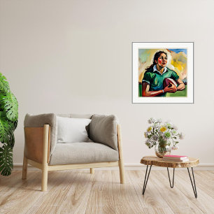 Woman Rugby Player Wrapped Canvas Print