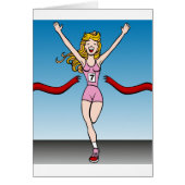 Woman Runner Winning Race Cartoon (Front)