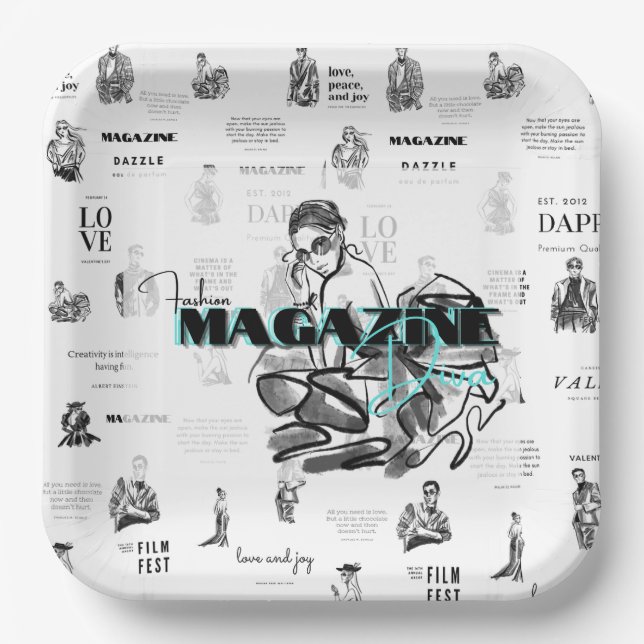 Woman’s fashion magazine paper plates (Front)