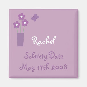 Woman´s lilac Sobriety Date magnet