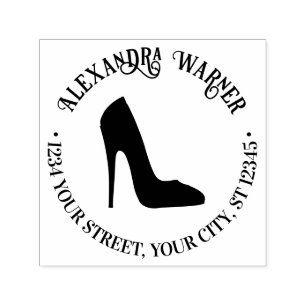 Woman’s Stiletto High Heel Shoe Name Address Self-inking Stamp