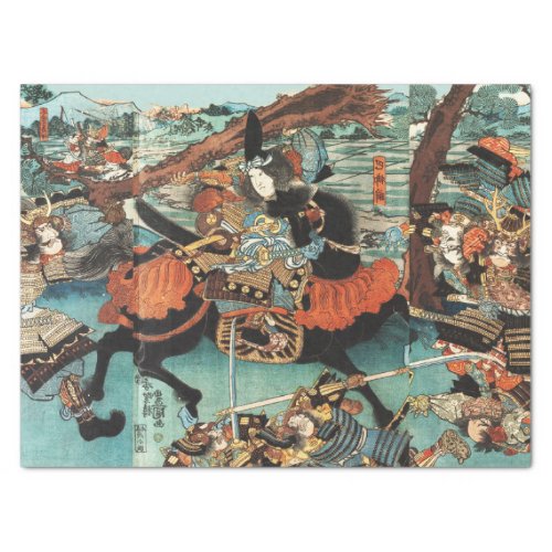 WOMAN SAMURAI TOMOE GOZEN HORSEBACK IN THE BATTLE TISSUE PAPER