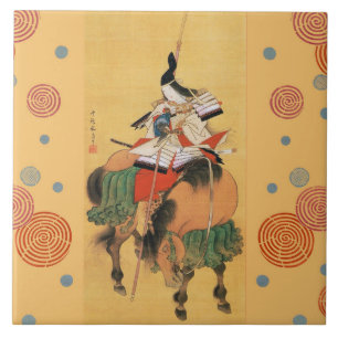 WOMAN SAMURAI TOMOE GOZEN HORSEBACK Japanese Art Ceramic Tile