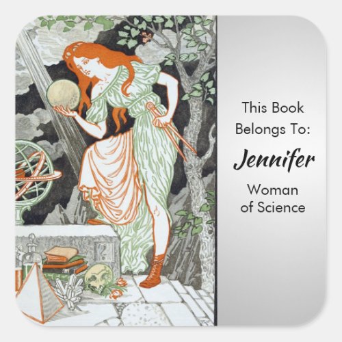 Woman Science by Eugene Grasset Personalize Square Sticker