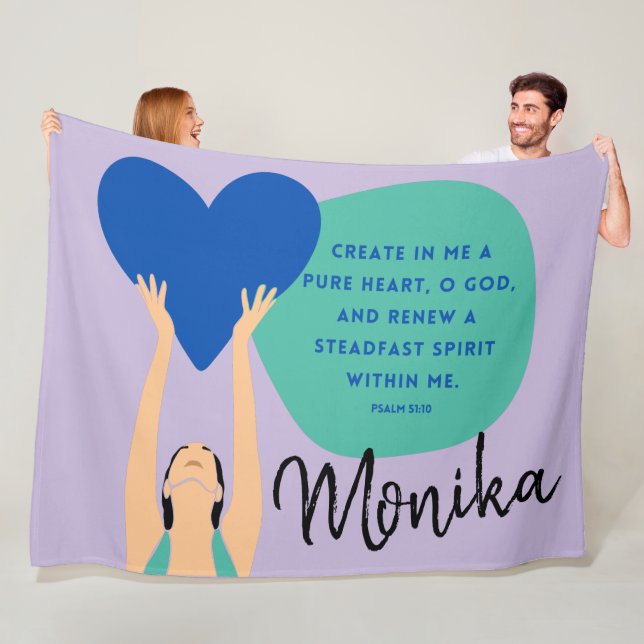 Woman Scripture Heart Christian Personalized Fleec Fleece Blanket (In Situ)