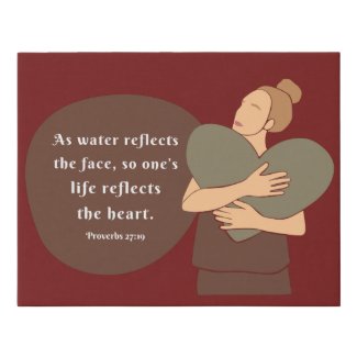 Woman Scripture Heart Christian Red Faux Canvas Print