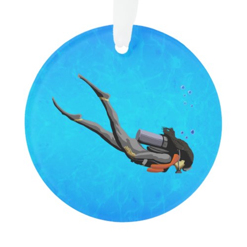 Woman SCUBA Diving Ornament
