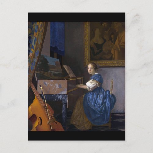 Woman Seated at a Virginal by Vermeer Postcard