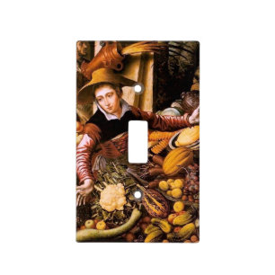 WOMAN SELLING FRUITS AND VEGETABLES LIGHT SWITCH COVER
