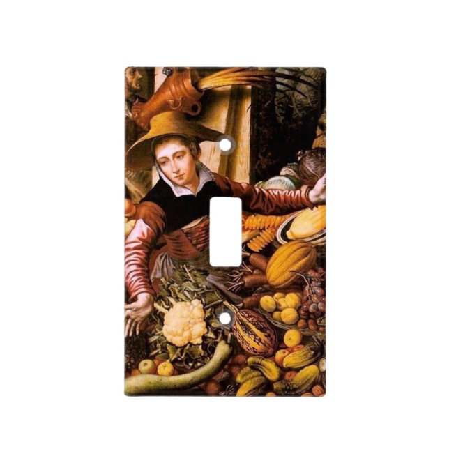 WOMAN SELLING FRUITS AND VEGETABLES LIGHT SWITCH COVER (Front)