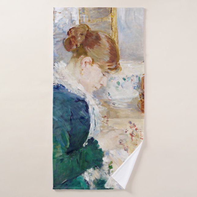 Woman Sewing, Berthe Morisot Bath Towel (Bath Towel)