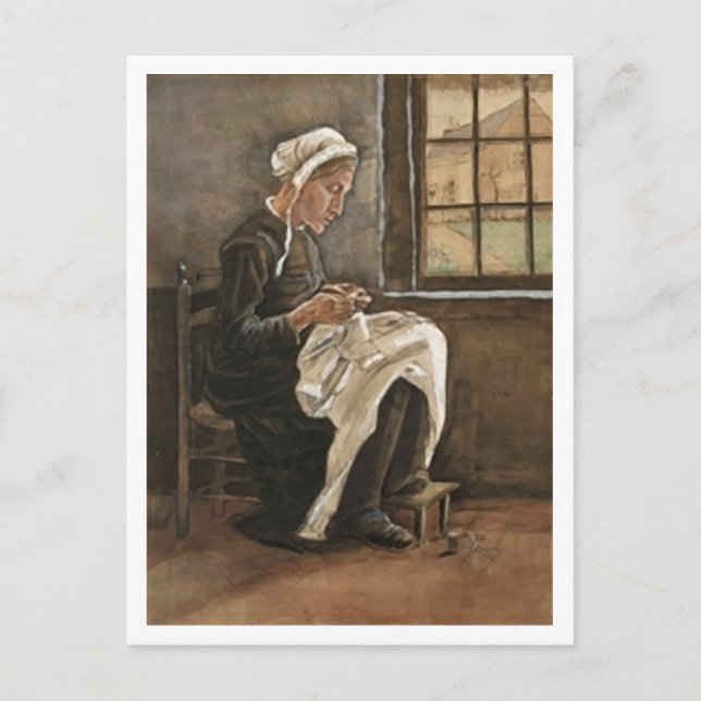 Woman Sewing (F886) Van Gogh Fine Art Postcard (Front)