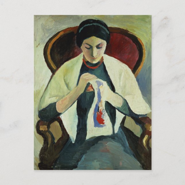Woman Sewing Postcard (Front)