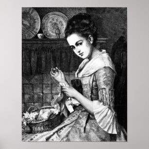 Woman Sewing Poster