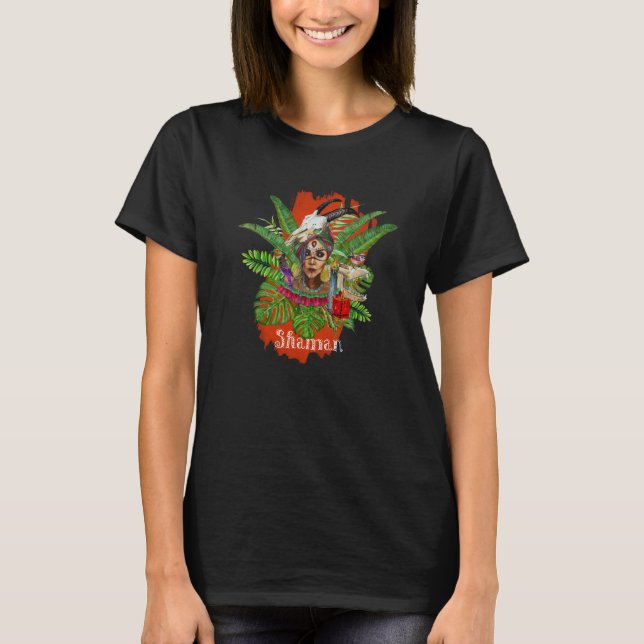 Woman Shaman  with animal skull T-Shirt (Front)