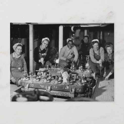 Woman Shipfitters Working on Submarine Postcard