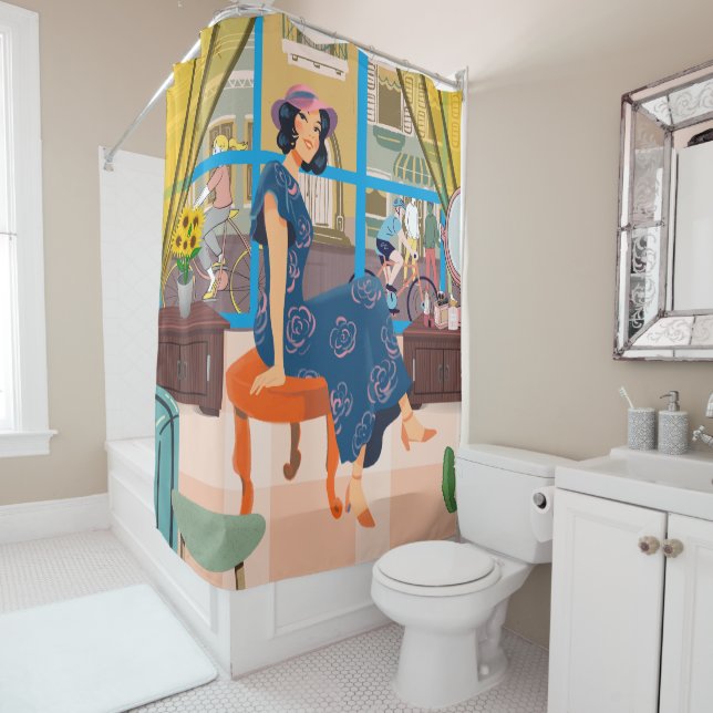 Woman shower curtain (In Situ)