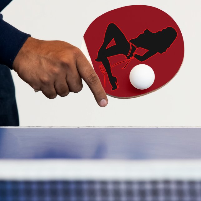 Woman Silhouette Bikini Bachelor Party Red Ping-Pong Paddle (Insitu)