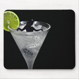 woman silhouette in cocktail mouse pad