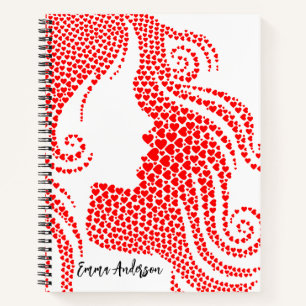 Woman Silhouette in Red Hearts Bon Voyage Notebook