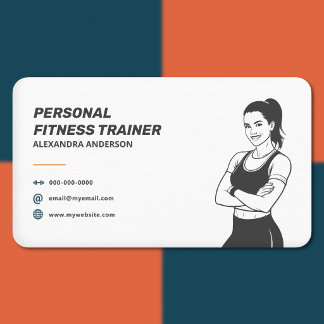 Woman Silhouette - Simple Fitness Trainer Business Card